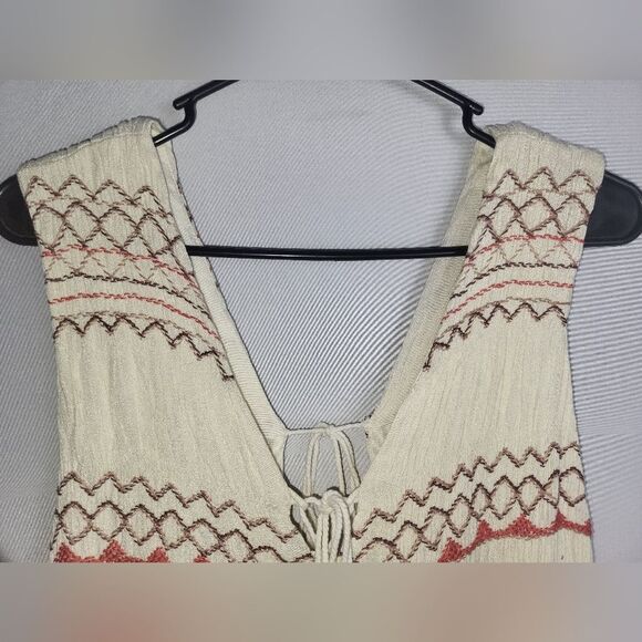 Free People Embroidered Simply Lace up Babydoll Open Back Boho Dress Small - Picture 6 of 8